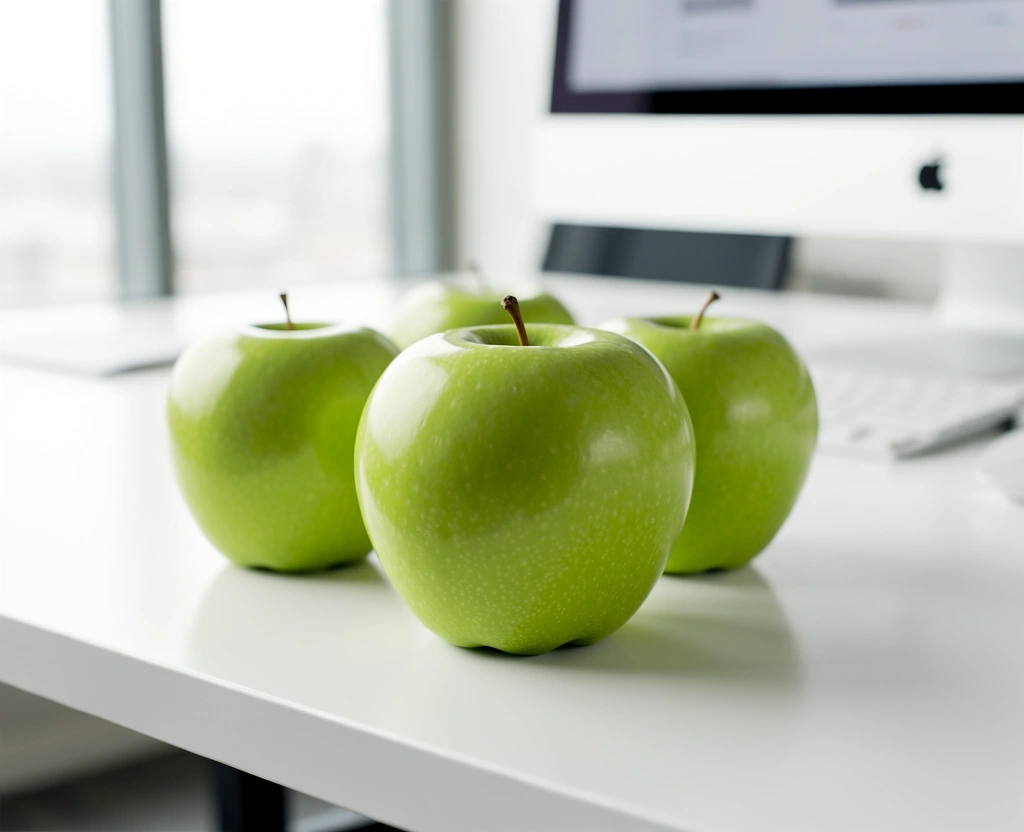 Frische Äpfel auf einem Beratungstisch
